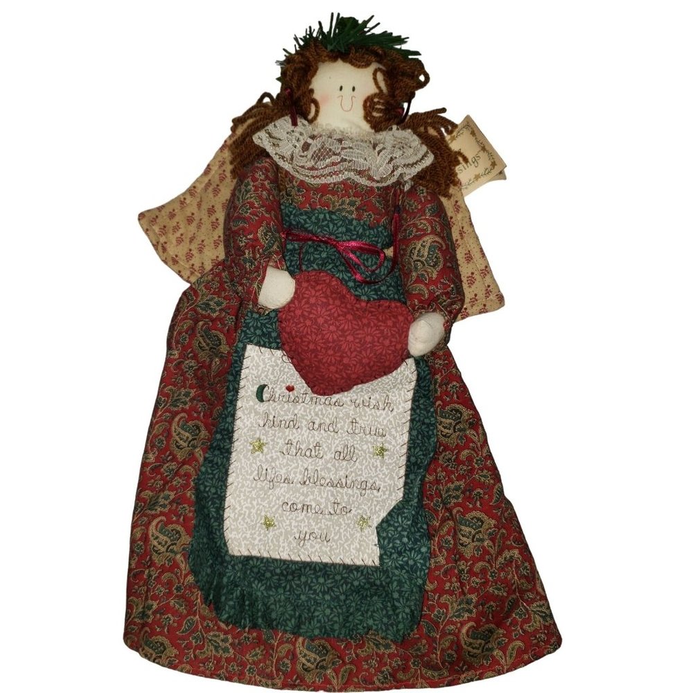 Musical Christmas Little Blessings Angel plays Hark the Herald Angels Folk Art